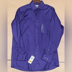 Can Heusen purple violet eggplant dress shirt button up regular fit